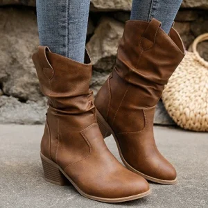 Bota Country Feminina Cano Médio Caramelo